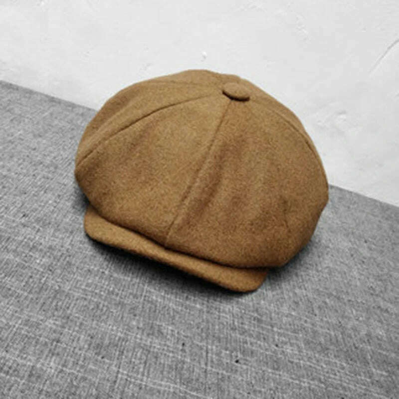 KIMLUD, New Brand Wool Newsboy Caps Men Flat Caps Women Coffee British Gatsby Cap Autumn Winter Wool Hats Berets BLM67, Khaki / M 56-58CM, KIMLUD APPAREL - Womens Clothes
