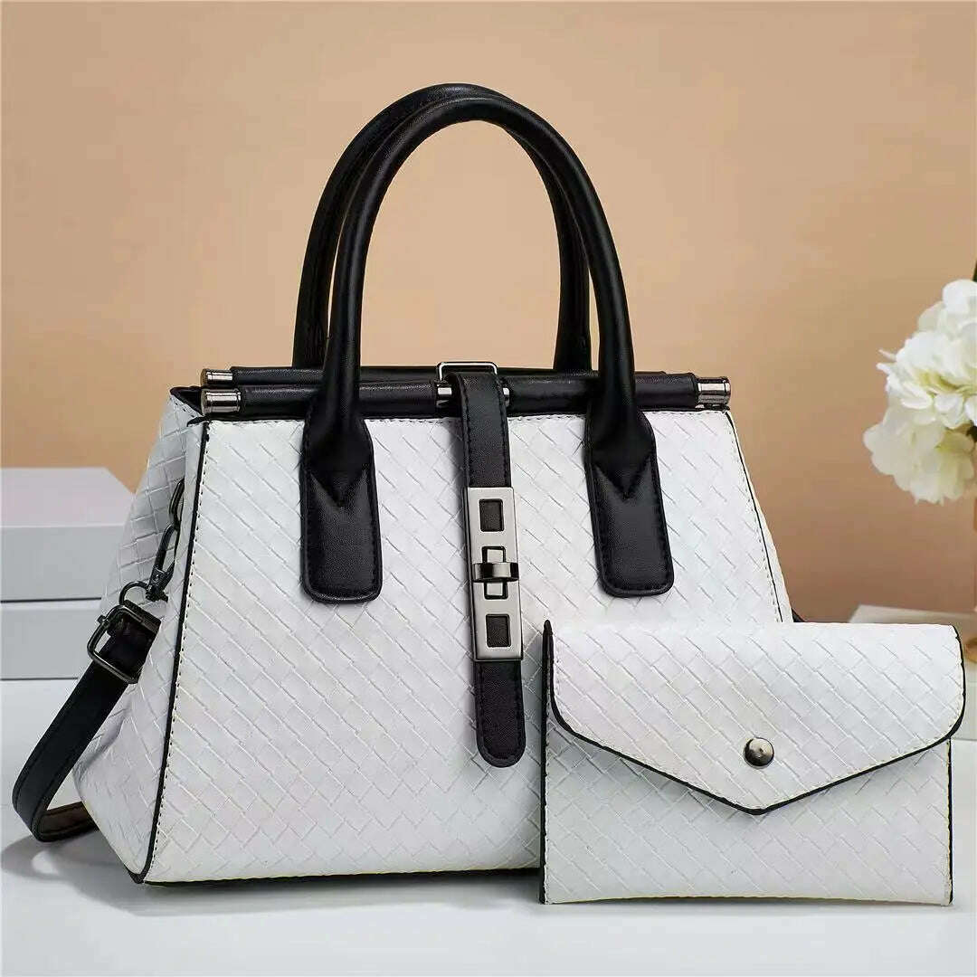 KIMLUD, New Bright Leather Women's Handbag Large Capacity One Shoulder Crossbody Bag High Quality Woven Leather Women's Bag with Purse, photo color 6 / 28x14x20cm, KIMLUD APPAREL - Womens Clothes