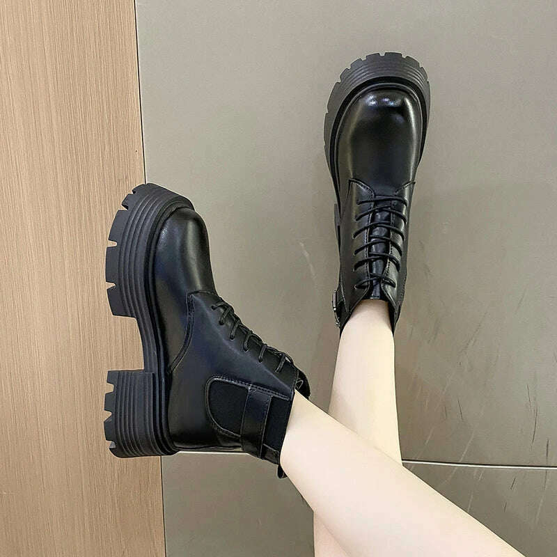 New British Style Princess Anime Student Cosplay PU Leather Shoes Women Japanese Party Korean Cute College School Single Boots - KIMLUD