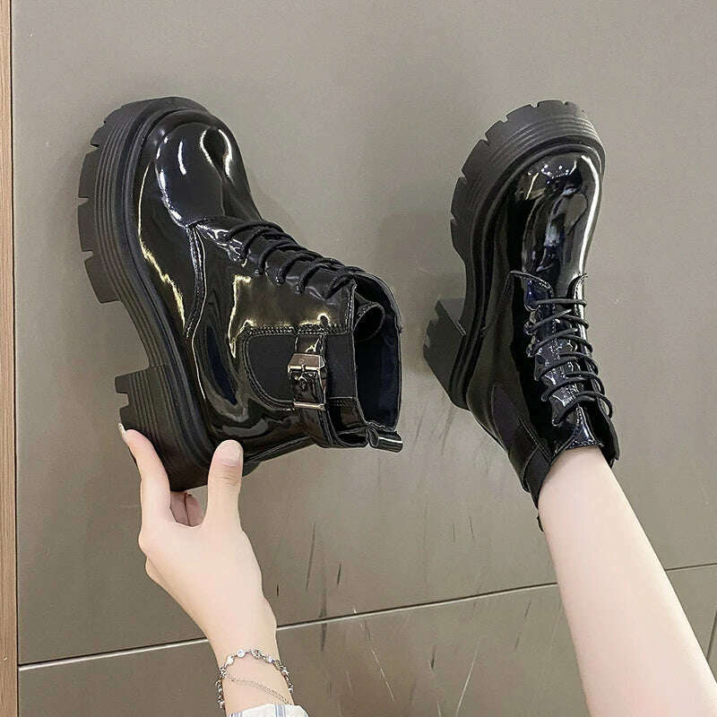 New British Style Princess Anime Student Cosplay PU Leather Shoes Women Japanese Party Korean Cute College School Single Boots - KIMLUD