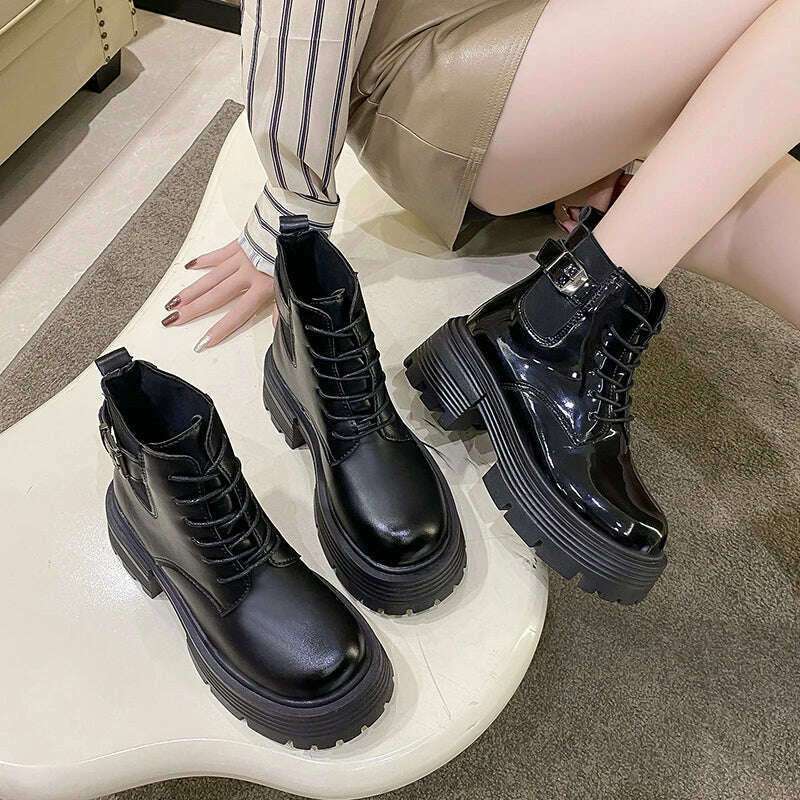 New British Style Princess Anime Student Cosplay PU Leather Shoes Women Japanese Party Korean Cute College School Single Boots - KIMLUD