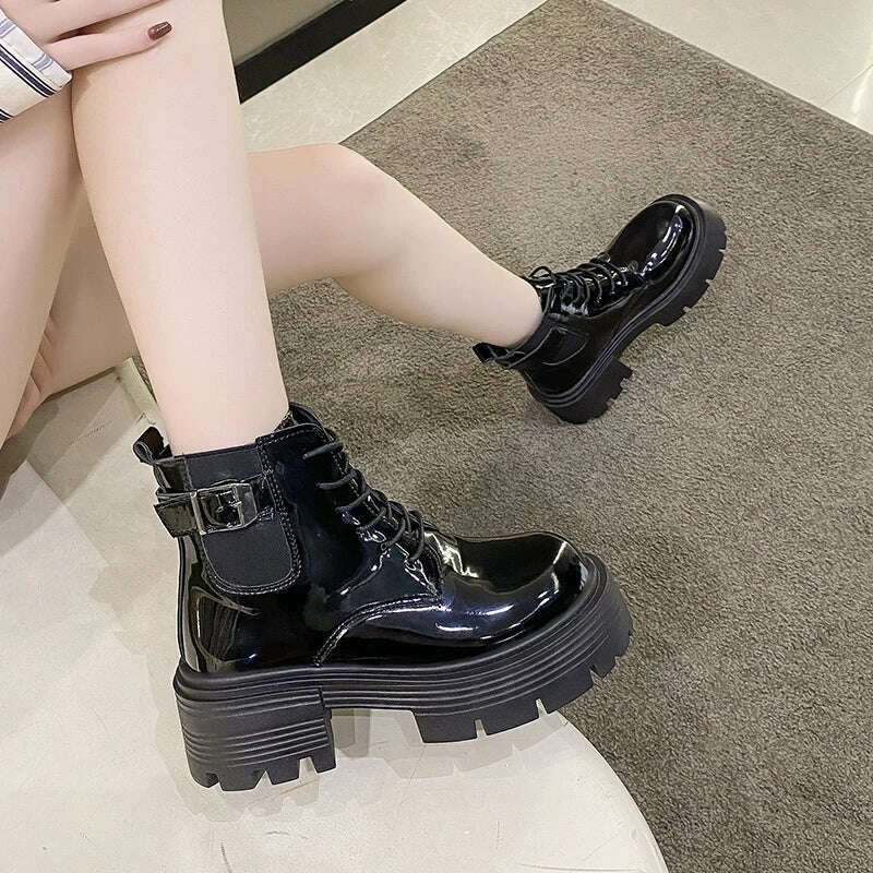 New British Style Princess Anime Student Cosplay PU Leather Shoes Women Japanese Party Korean Cute College School Single Boots - KIMLUD