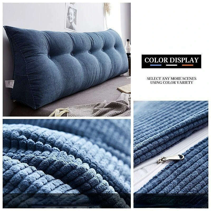 New Comfortable Headrest Cushion Bedroom Bed Long Pillow Washable Soft Triangular Backrest Room Decoration Head Waist Protection - KIMLUD