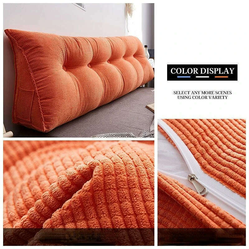 New Comfortable Headrest Cushion Bedroom Bed Long Pillow Washable Soft Triangular Backrest Room Decoration Head Waist Protection - KIMLUD