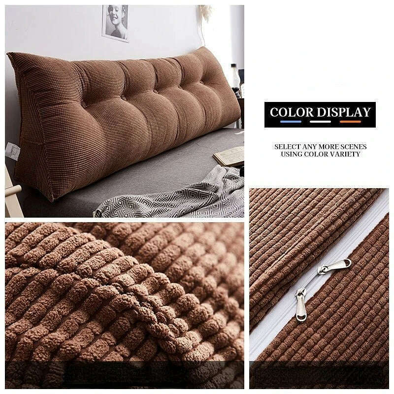 New Comfortable Headrest Cushion Bedroom Bed Long Pillow Washable Soft Triangular Backrest Room Decoration Head Waist Protection - KIMLUD