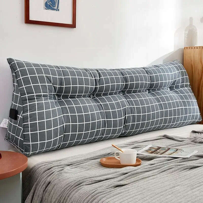 New Comfortable Headrest Cushion Bedroom Bed Long Pillow Washable Soft Triangular Backrest Room Decoration Head Waist Protection - KIMLUD