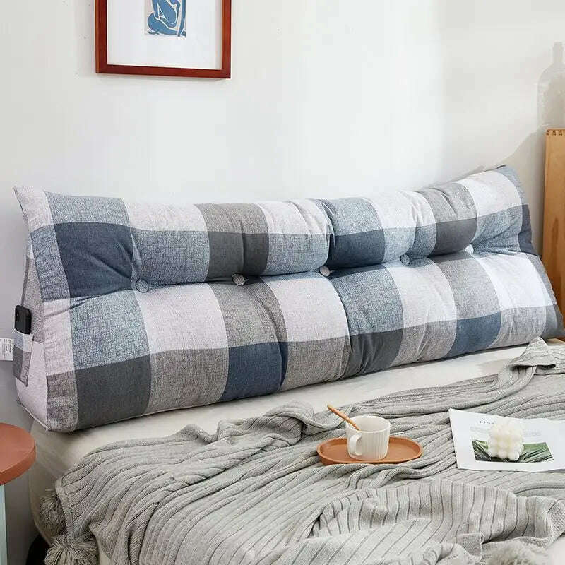 New Comfortable Headrest Cushion Bedroom Bed Long Pillow Washable Soft Triangular Backrest Room Decoration Head Waist Protection - KIMLUD