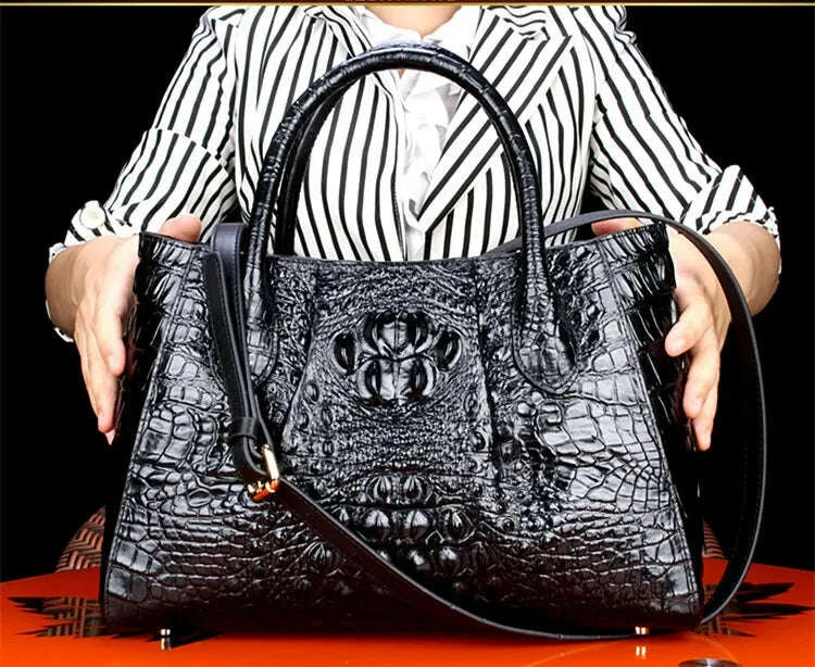 New Crocodile Leather Women's Handbags Genuine Leather Female Portable Shoulder Messenger Bag Fashion Brand Red Tote Bags