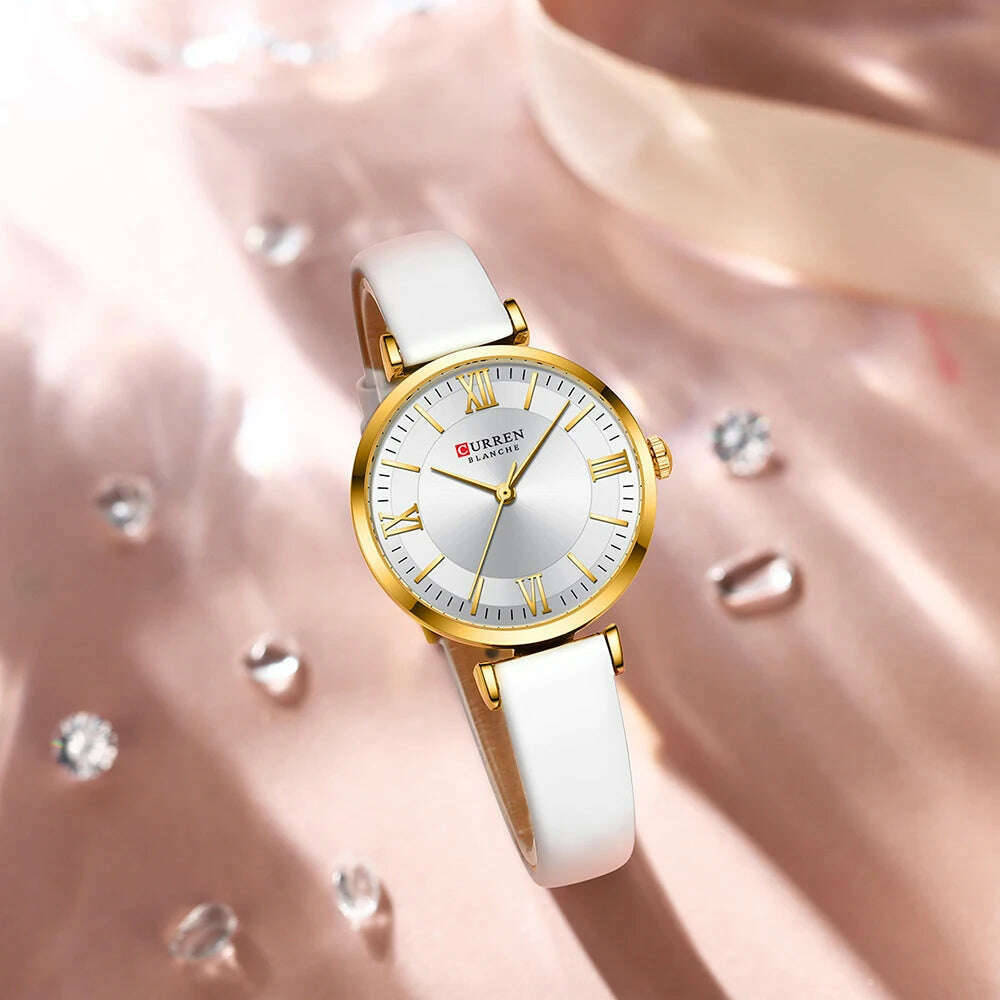 KIMLUD, NEW CURREN Watches Women's Quartz Leather Wrsitwatches Fashionable Classic Clock Montre femme, KIMLUD Womens Clothes