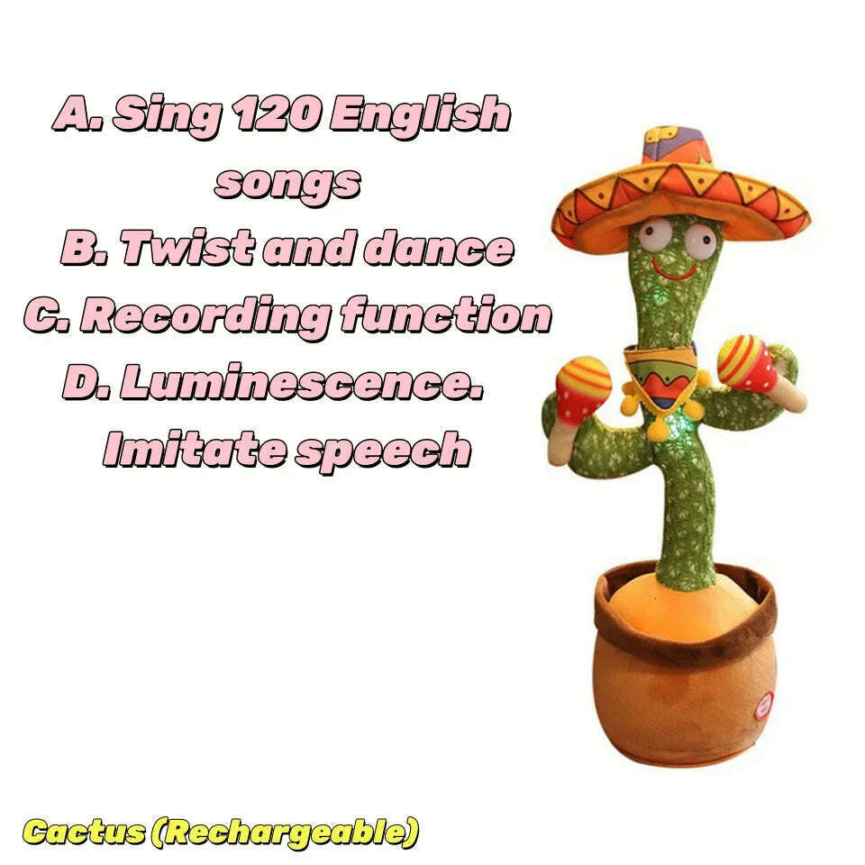 KIMLUD, New Dancing Cactus Toys Repeat Talking Songs Wriggle Dancing Sing Toy Talk Plushie Stuffed Toys for Baby Adult Christmas Gifts, sand hammer(USB), KIMLUD APPAREL - Womens Clothes