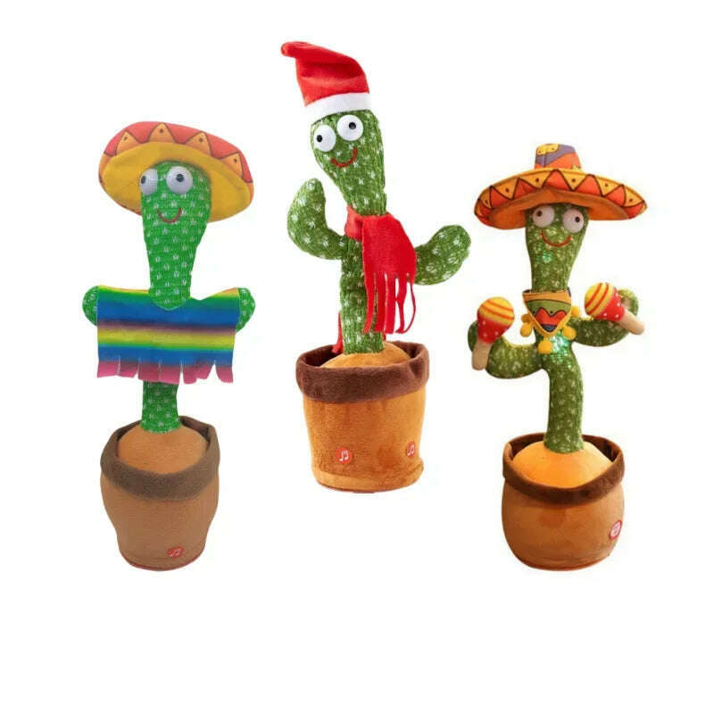 KIMLUD, New Dancing Cactus Toys Repeat Talking Songs Wriggle Dancing Sing Toy Talk Plushie Stuffed Toys for Baby Adult Christmas Gifts, Three sets(USB), KIMLUD APPAREL - Womens Clothes
