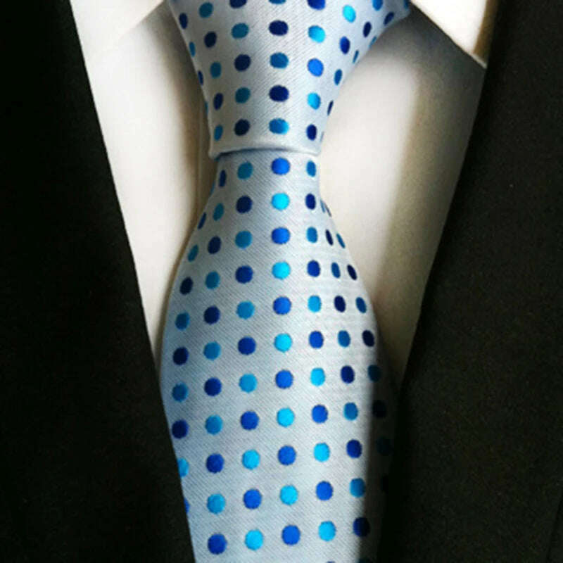 New Design Fashion Necktie Orange White Blue Polka Dot Ties for Man Business Wedding Formal NeckTie 8cm Silk Dress Gift Gravata - KIMLUD