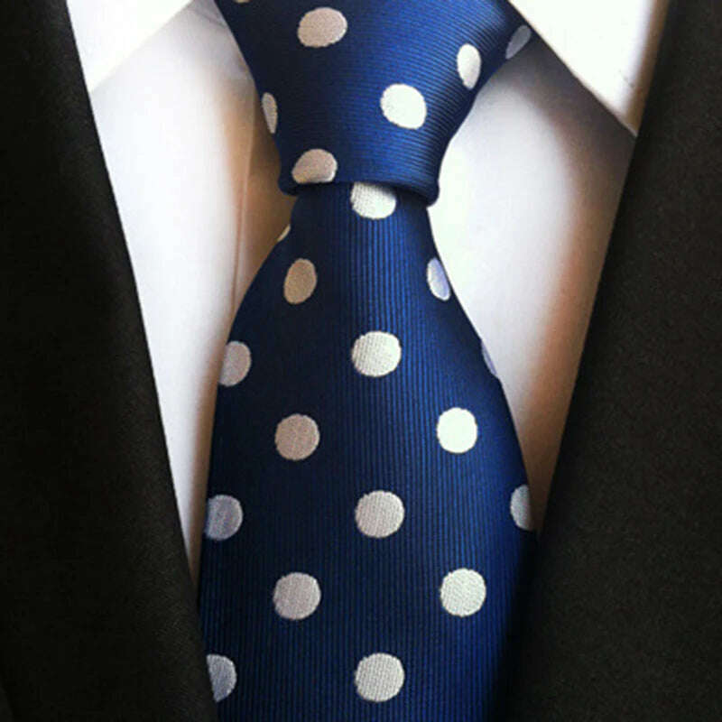 New Design Fashion Necktie Orange White Blue Polka Dot Ties for Man Business Wedding Formal NeckTie 8cm Silk Dress Gift Gravata - KIMLUD