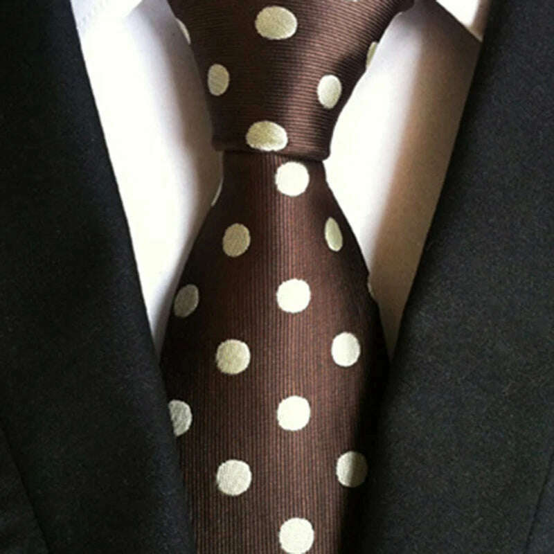 New Design Fashion Necktie Orange White Blue Polka Dot Ties for Man Business Wedding Formal NeckTie 8cm Silk Dress Gift Gravata - KIMLUD