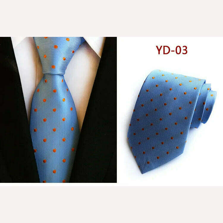New Design Fashion Necktie Orange White Blue Polka Dot Ties for Man Business Wedding Formal NeckTie 8cm Silk Dress Gift Gravata - KIMLUD