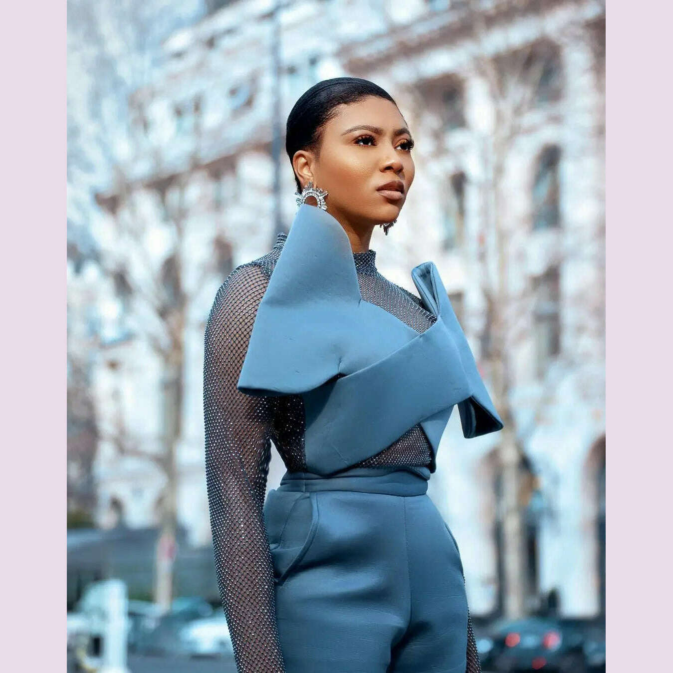 KIMLUD, New Designed 2 Pieces Set High Neck Full Sleeve Dresses Suits Women Jacket Pencil Pants Prom Party Custom Made, KIMLUD Womens Clothes