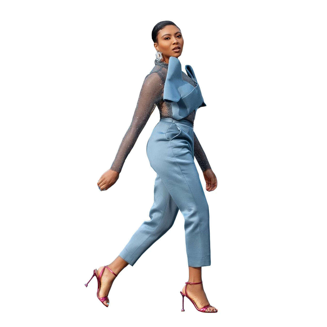 KIMLUD, New Designed 2 Pieces Set High Neck Full Sleeve Dresses Suits Women Jacket Pencil Pants Prom Party Custom Made, KIMLUD Womens Clothes