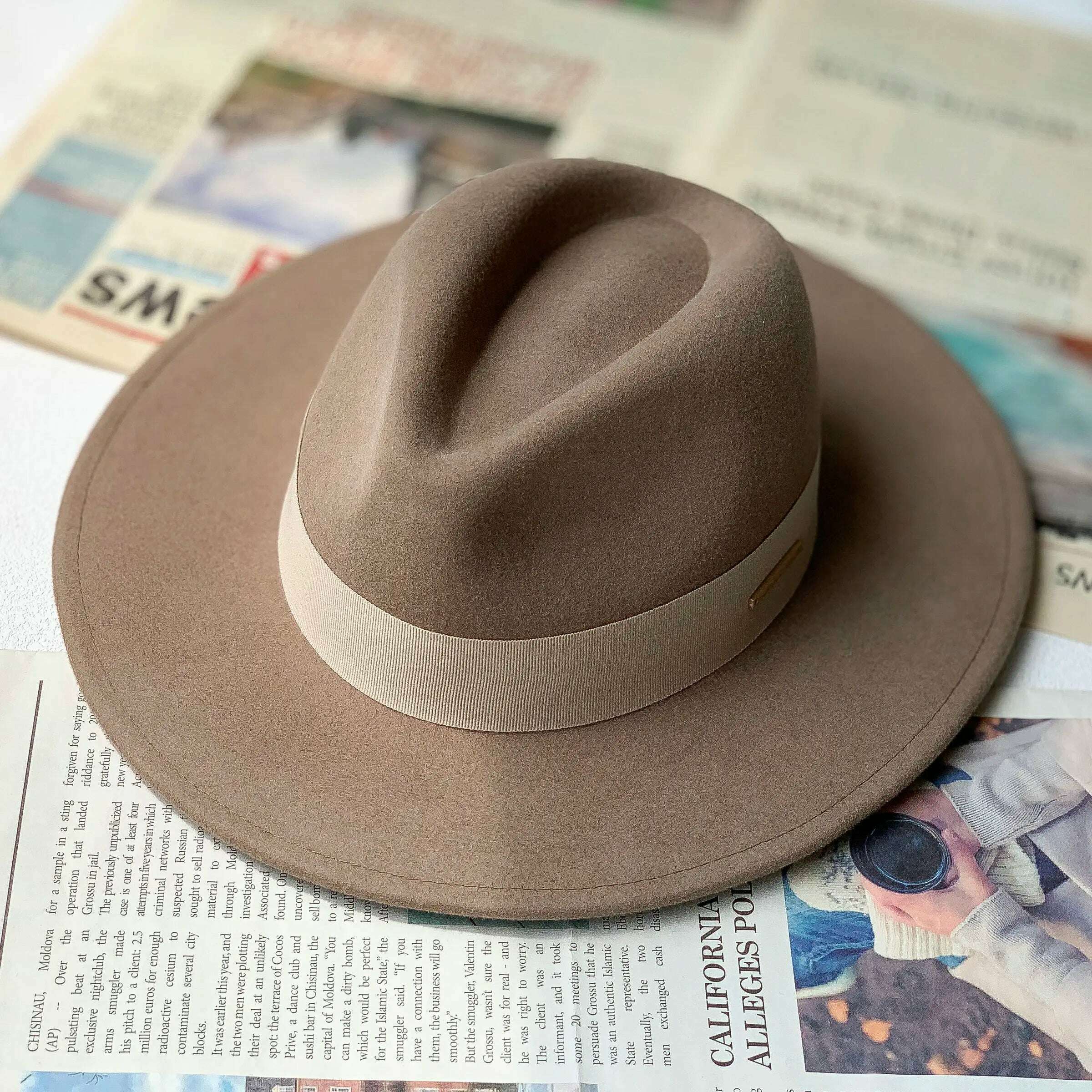 New Fall Winter Flat Woollen Top Hat Unisex Wide Brimmed Hat Fashion Classic Diverse Styles Adjustable Hat Circumference Big Hat - KIMLUD