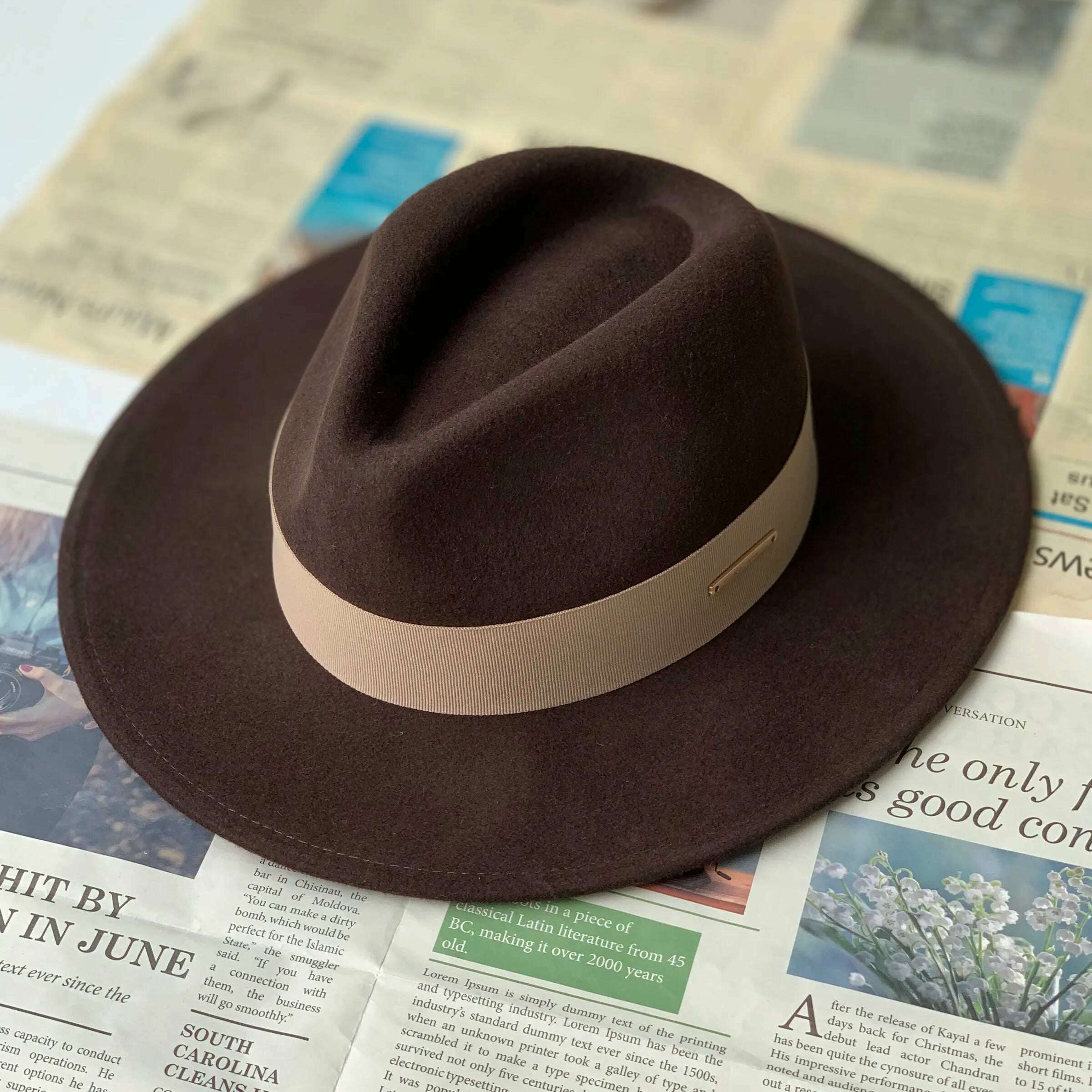 New Fall Winter Flat Woollen Top Hat Unisex Wide Brimmed Hat Fashion Classic Diverse Styles Adjustable Hat Circumference Big Hat - KIMLUD