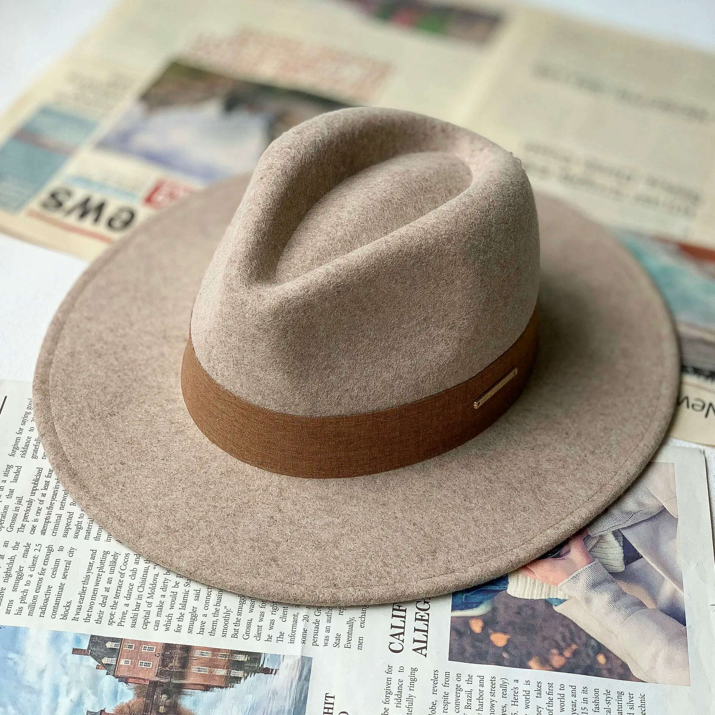 New Fall Winter Flat Woollen Top Hat Unisex Wide Brimmed Hat Fashion Classic Diverse Styles Adjustable Hat Circumference Big Hat - KIMLUD
