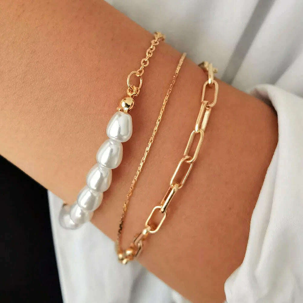 KIMLUD, New Fashion Boho Punk Golden Cuff Bracelets & Bangles For Women Love Pulseiras Bangle Set Feminina Jewelry Charm Gifts B051, B049-4, KIMLUD APPAREL - Womens Clothes