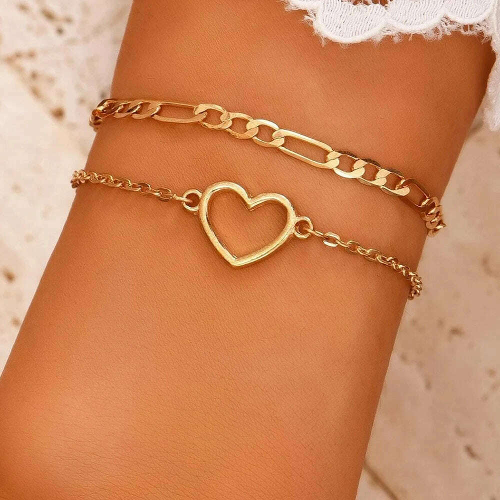 KIMLUD, New Fashion Boho Punk Golden Cuff Bracelets & Bangles For Women Love Pulseiras Bangle Set Feminina Jewelry Charm Gifts B051, B049-3, KIMLUD APPAREL - Womens Clothes
