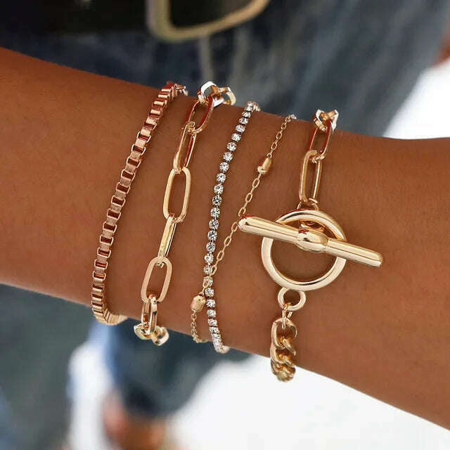 KIMLUD, New Fashion Boho Punk Golden Cuff Bracelets & Bangles For Women Love Pulseiras Bangle Set Feminina Jewelry Charm Gifts B051, B051-19, KIMLUD APPAREL - Womens Clothes