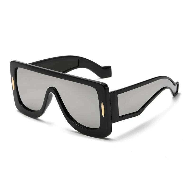 KIMLUD, New Fashion Large Frame Integrated Colorful Square Sun Glasses with Future Technology Sense Outdoor Fashion Sunglasses Female, black silver / pictures show, KIMLUD APPAREL - Womens Clothes
