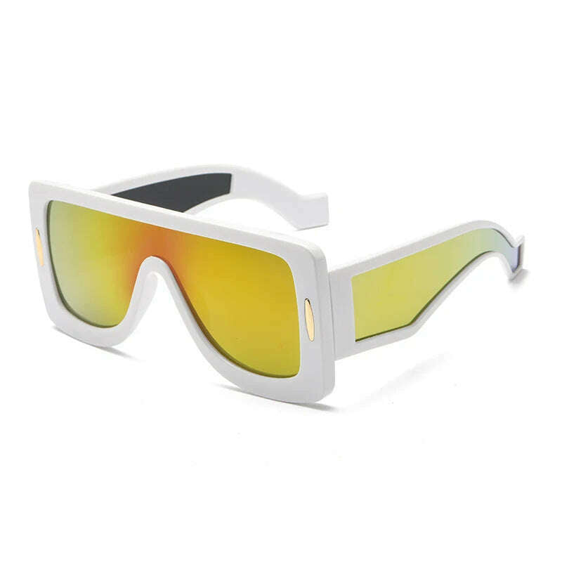 KIMLUD, New Fashion Large Frame Integrated Colorful Square Sun Glasses with Future Technology Sense Outdoor Fashion Sunglasses Female, white pink red / pictures show, KIMLUD APPAREL - Womens Clothes