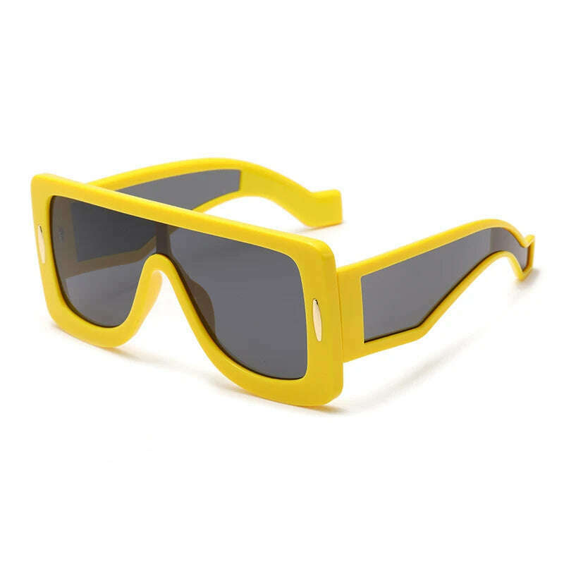 KIMLUD, New Fashion Large Frame Integrated Colorful Square Sun Glasses with Future Technology Sense Outdoor Fashion Sunglasses Female, yellow black / pictures show, KIMLUD APPAREL - Womens Clothes