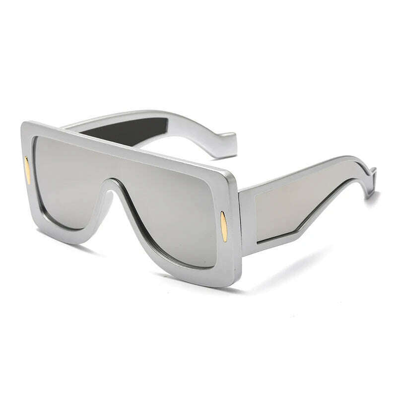 KIMLUD, New Fashion Large Frame Integrated Colorful Square Sun Glasses with Future Technology Sense Outdoor Fashion Sunglasses Female, silver silver / pictures show, KIMLUD APPAREL - Womens Clothes