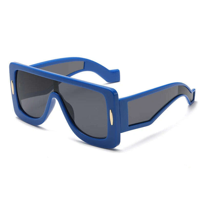 KIMLUD, New Fashion Large Frame Integrated Colorful Square Sun Glasses with Future Technology Sense Outdoor Fashion Sunglasses Female, blue black / pictures show, KIMLUD APPAREL - Womens Clothes