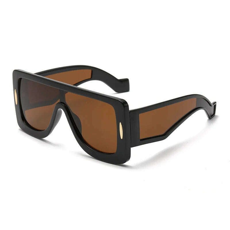 KIMLUD, New Fashion Large Frame Integrated Colorful Square Sun Glasses with Future Technology Sense Outdoor Fashion Sunglasses Female, black brown / pictures show, KIMLUD APPAREL - Womens Clothes