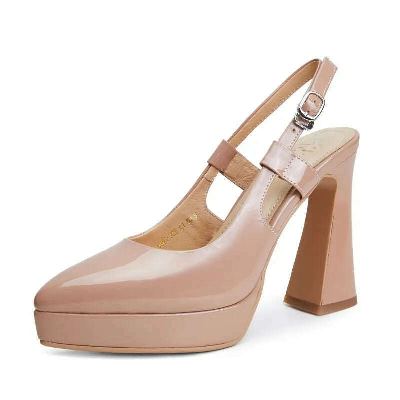 KIMLUD, new fashion pointed toe genuine leather sandals woman sexy high heels ladies summer party wedding platform shoes women slingback, pink / 34, KIMLUD APPAREL - Womens Clothes
