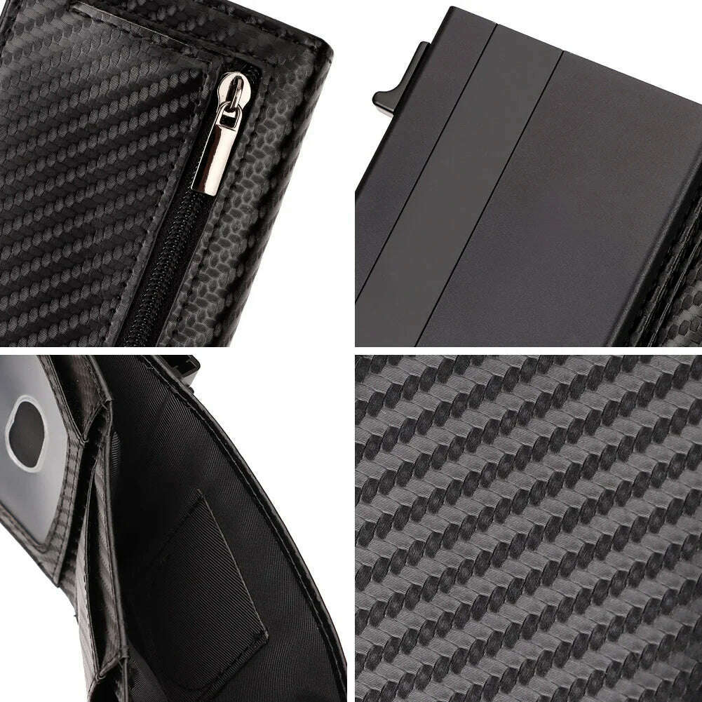 KIMLUD, New Fashion Pop-up Card Holder Carbon Fiber  Leather AirTag Wallet for Women Rfid Card Holder for Men Card Holder Mini Wallets, KIMLUD Womens Clothes