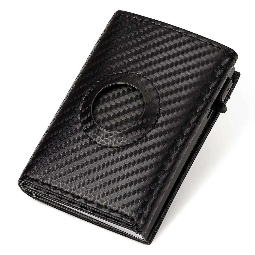 KIMLUD, New Fashion Pop-up Card Holder Carbon Fiber  Leather AirTag Wallet for Women Rfid Card Holder for Men Card Holder Mini Wallets, carbonfiber, KIMLUD APPAREL - Womens Clothes