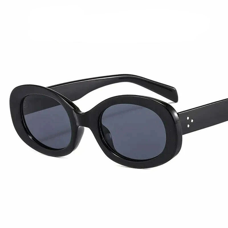 KIMLUD, New Fashion Summer Vintage Small Square Frame Oval Sunglasses Women Retro Punk Rectangle Sun Glasses Eyewear Shades, black gray / Other, KIMLUD Womens Clothes