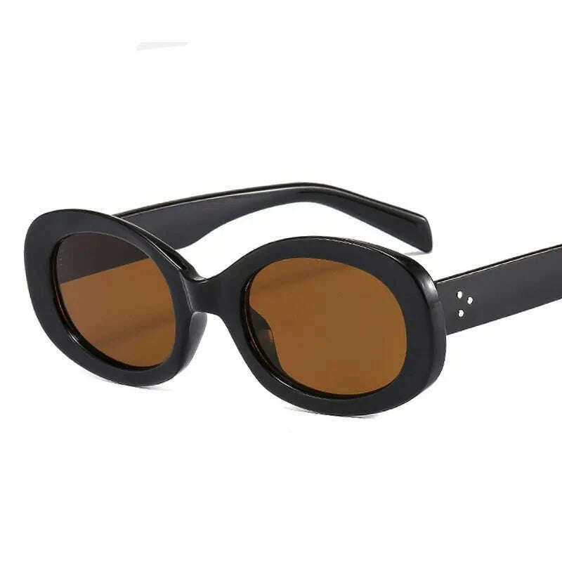KIMLUD, New Fashion Summer Vintage Small Square Frame Oval Sunglasses Women Retro Punk Rectangle Sun Glasses Eyewear Shades, black tea / Other, KIMLUD Womens Clothes