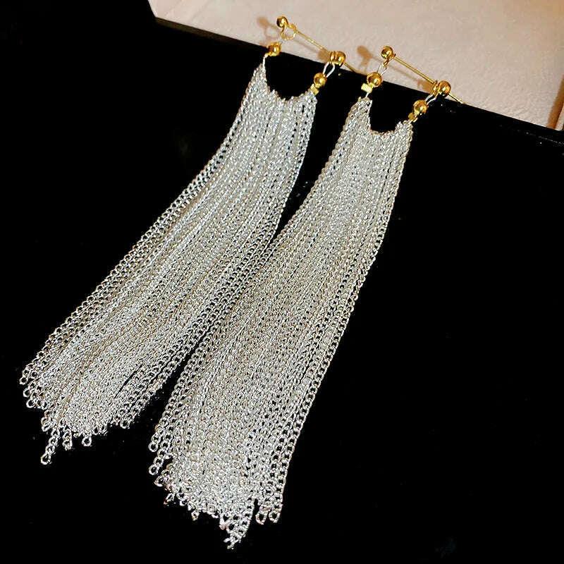 KIMLUD, New Fashion Trend Unique Design Elegant Exquisite Long Tassel Earrings Female Jewelry Party Premium Gift Wholesale, KIMLUD Womens Clothes