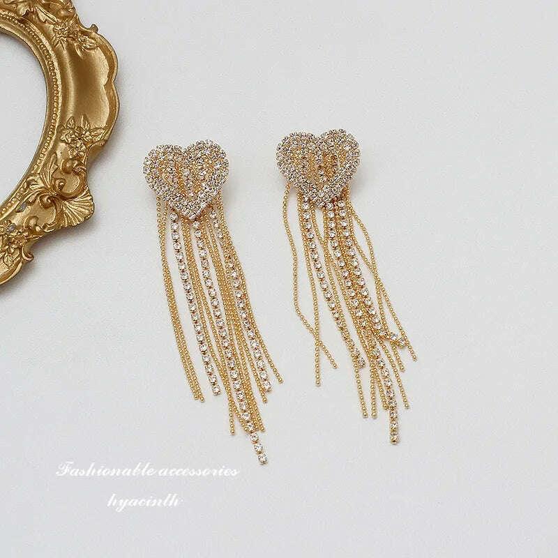 KIMLUD, New Fashion Trend Unique Design Elegant Exquisite Long Tassel Earrings Female Jewelry Party Premium Gift Wholesale, KIMLUD Womens Clothes
