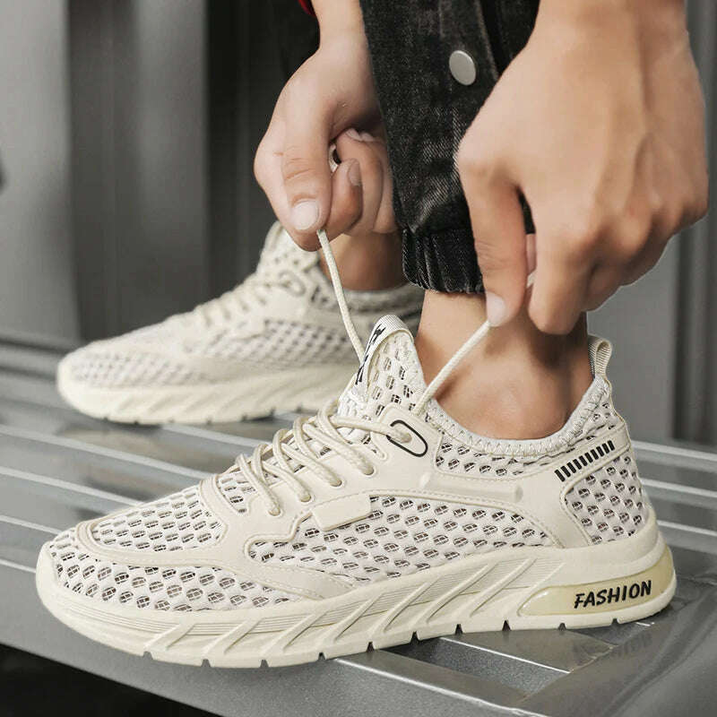 New Fashionable Men's Delicate Comfortable Flexible Breathable Anti Slip Wear-resistant Mesh Casual Sports Shoes Sneakers - KIMLUD