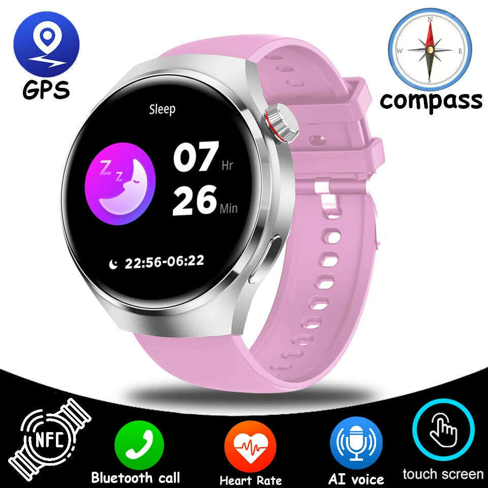 KIMLUD, NEW For HUAWEI GT4 Pro GPS NFC SmartWatch Men 454*454 AMOLED Screen Heart rate Bluetooth Call IP68 Waterproof Man Smartwatch2024, Pink tape, KIMLUD APPAREL - Womens Clothes
