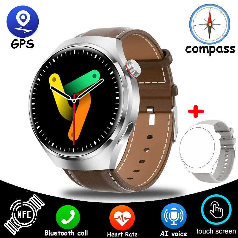KIMLUD, NEW For HUAWEI GT4 Pro GPS NFC SmartWatch Men 454*454 AMOLED Screen Heart rate Bluetooth Call IP68 Waterproof Man Smartwatch2024, Silver belt, KIMLUD APPAREL - Womens Clothes