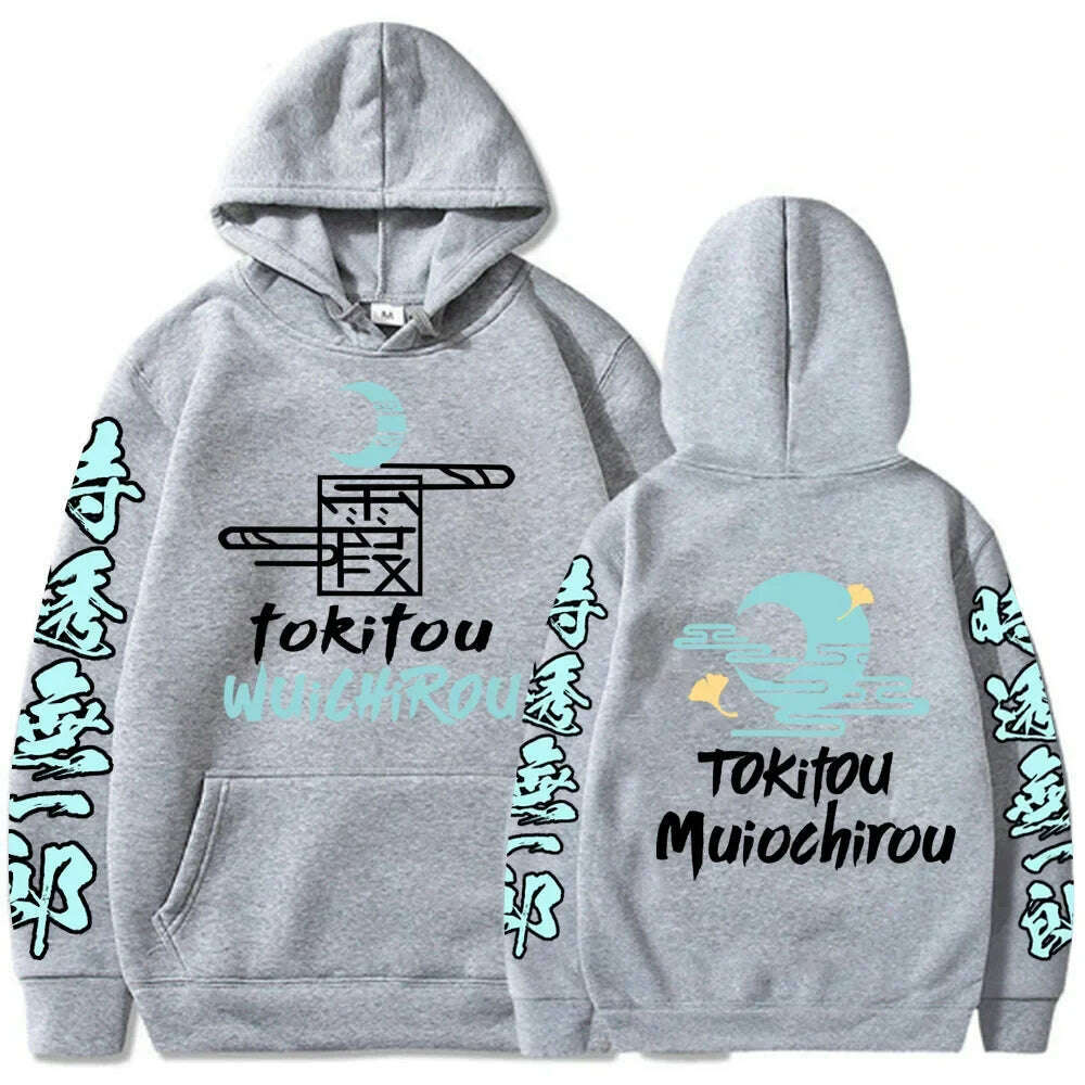 KIMLUD, New Funny Japan Anime Demon Slayer Women Hoodies Plus Size Sweatshirt Harajuku Muichiro Tokito Printed Hooded Girl Pullover, Gray3 / XXL, KIMLUD APPAREL - Womens Clothes
