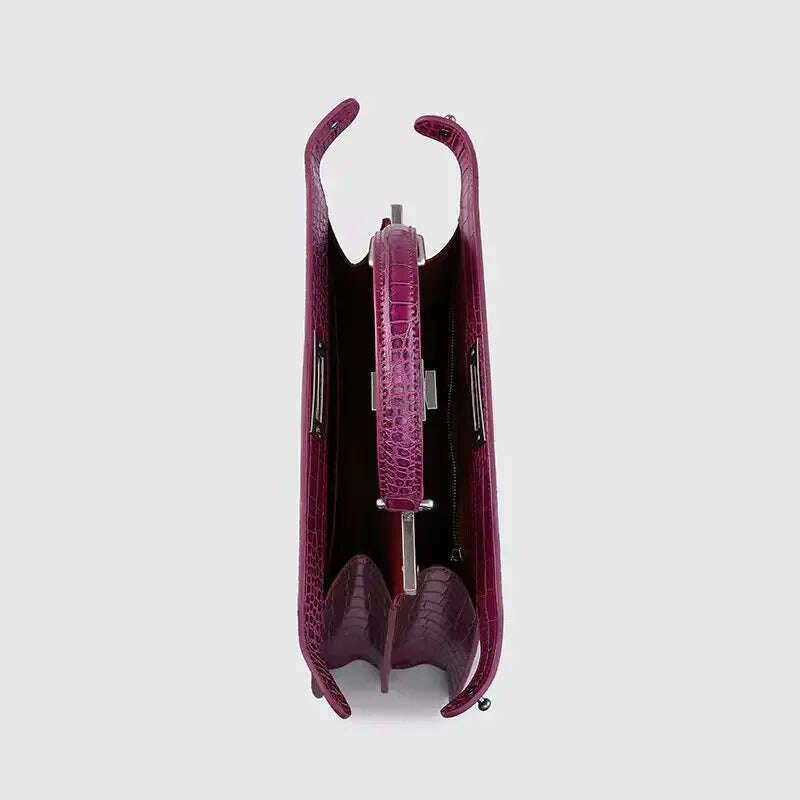 KIMLUD, New Genuine Leather Crocodile Pattern Handbag Counter Big Brand Organ Bag Women's Versatile One Shoulder Bag Trendy, KIMLUD Womens Clothes