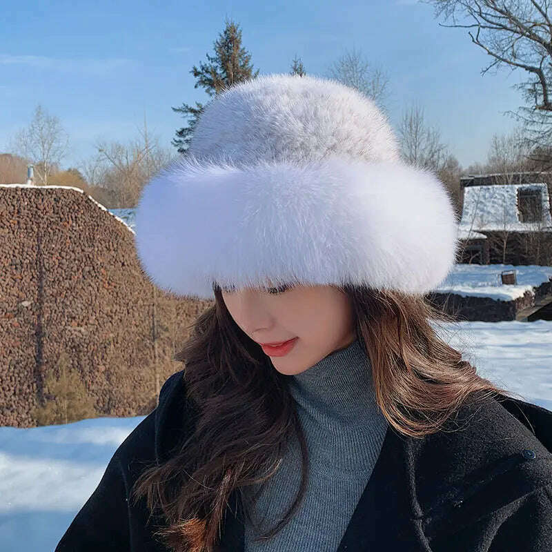 KIMLUD, New Genuine Real Natural Mink Fur Hat Cap Luxury Women Handmade Knitted Fashion Winter Headwear Warm Real Fox Fur Beanies, color 3 / 53-60cm, KIMLUD APPAREL - Womens Clothes