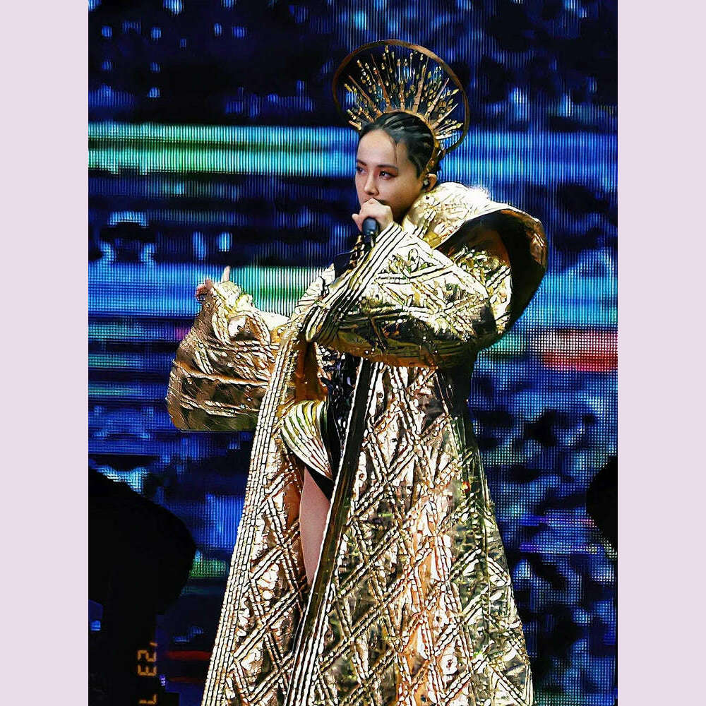 KIMLUD, New Golden Womens Gogo Performance Costume Bar Dance Performance Suit Nightclub Original Walk Show Outfit DJ Practice Clothing , Only Singer jacket / XL, KIMLUD APPAREL - Womens Clothes