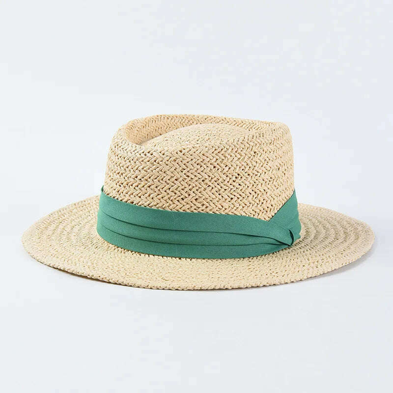 KIMLUD, New Handmade Straw Beach Hat For Women Summer Holiday Panama Cap Fashion Concave Flat Sun Protection Visor Hats Wholesale, 03, KIMLUD APPAREL - Womens Clothes
