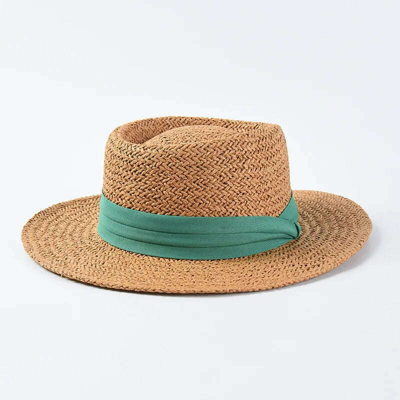 KIMLUD, New Handmade Straw Beach Hat For Women Summer Holiday Panama Cap Fashion Concave Flat Sun Protection Visor Hats Wholesale, 06, KIMLUD APPAREL - Womens Clothes
