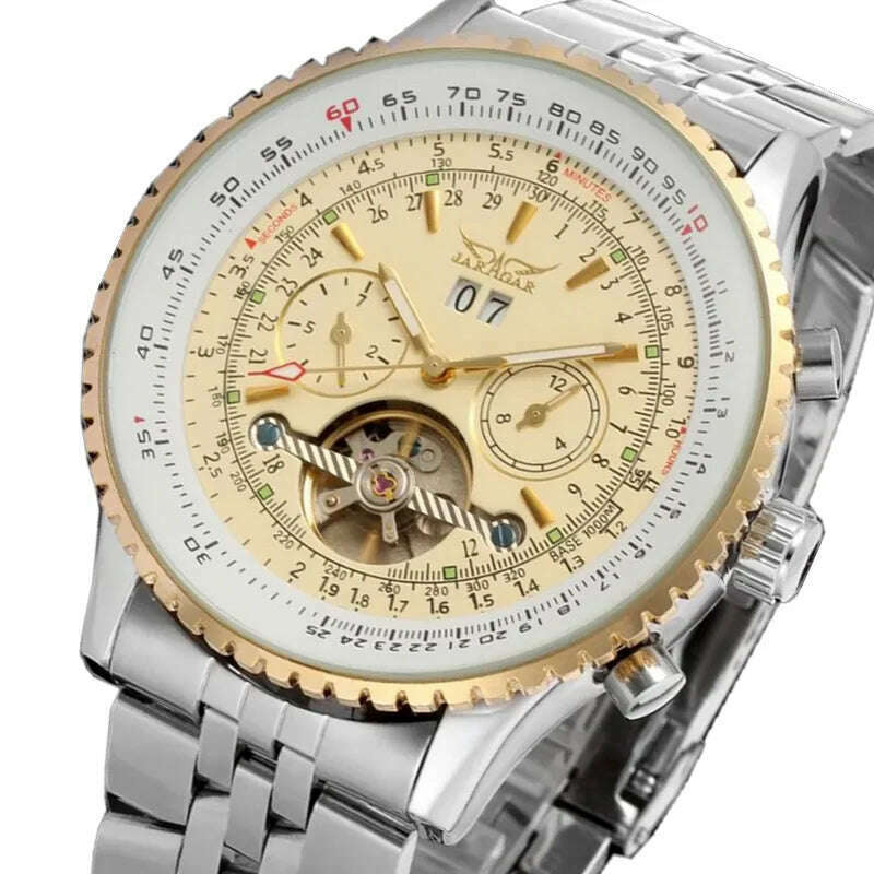 KIMLUD, New JARGAR Multifunctional Automatic Tourbillon Mens Watches Luxury Business Waterproof Full Steel Strap Male Wristwatches, KIMLUD Womens Clothes